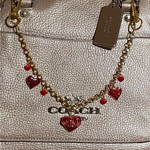 Valentine Gold and Red Heart Purse Charm
